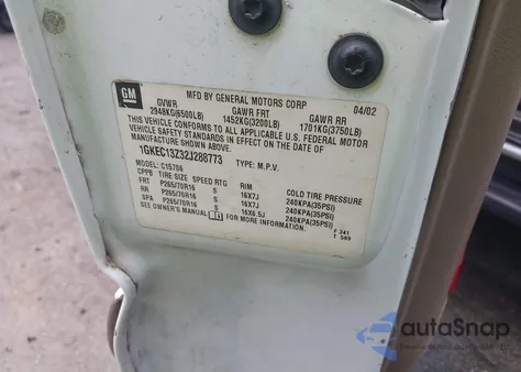 2002 GMC Yukon Slt z USA, uszkodzony, nr VIN 1GKEC13Z32J288773